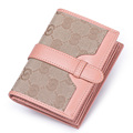 Durable Canvas Genuine Leather Splicing Purse Women Occident Style Bi fold Wallet Retro Simple Ladies Money