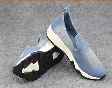 Casual Shoes 2016 Spring and Summer Women’s Shoes Canvas Platform Denim A Pedal Lazy Shoes Casual Flats Single Female Shoe
