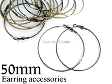 Bulk 500pc lot antique brass bronze 50mm french circle hooks earring backs hoop earring findings for