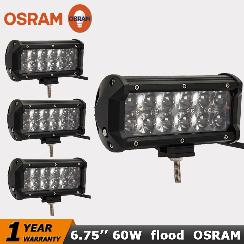 60W 6.75 inch OSRAM LED Work Light Bar Flood Beam 4x4 Led Offroad Light DC 9~32V ATV/UTV/Golf Cart Lighting Fog Lamp 4pcs/lot