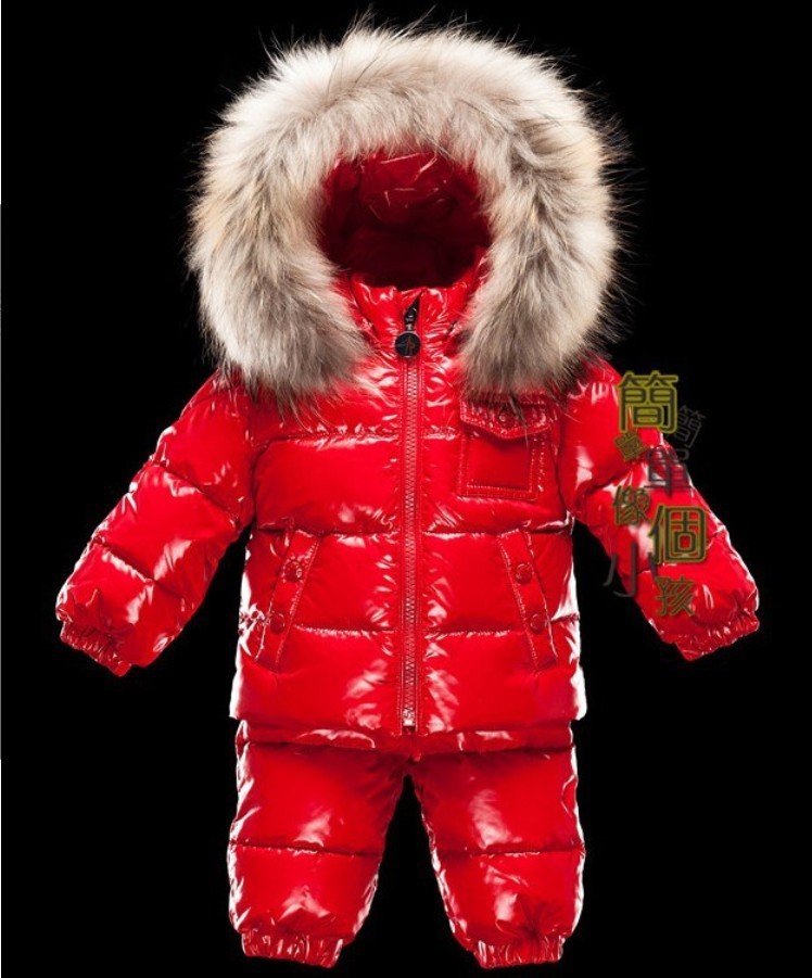Retail winter baby children's wear down jacket dress free shipping in stock Russian winter warm white duck suit