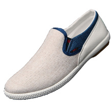 New Modern British Fashion Men Shoes Eu 39-44 Linen Woven Patchwork Design Urban Man Leisure Breathable Flat Shoes
