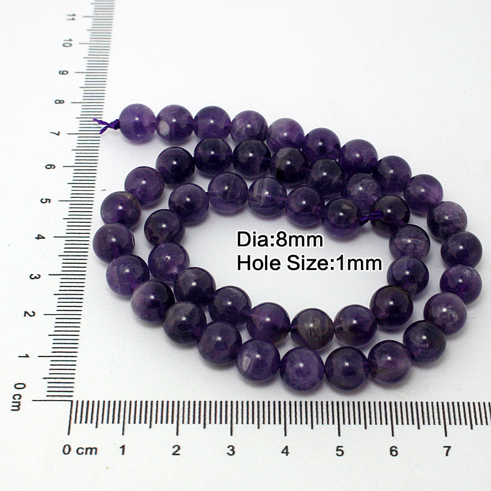 8mm Amethyst Round Beads Natural 15'' DIY Bracelet Necklace Jewelry Making DH-BTB061-60
