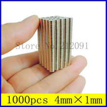 A Pack of 1000pcs Nickel 4mm Dia x 1mm Thick N35 Disc Rare Earth Neo Neodymium Strong Industrial NdfeB Magnet Pefect For Project