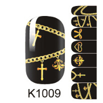 2015 New Design Hot Sale High End Top Quality Nail Patch Stickers 1sheet K1009 fingernail sticker
