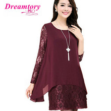 Women chiffon summer dresse Lace Crochet Long sleeve shirt Plus Size 4xl 5xl fashion lady tops 2016 women blouse DTCX112