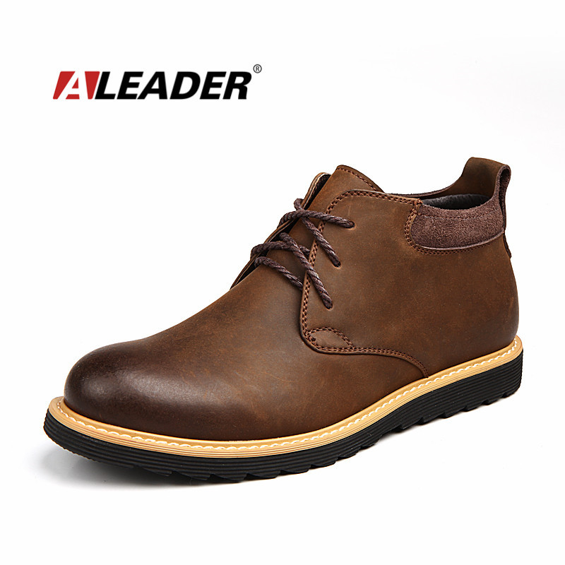 Waterproof Boots Men Leather 2015 Autumn Casual Lace Up Ankle Boots Western Winter Mens Shoes ...