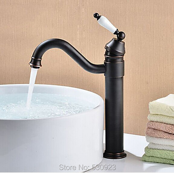 US Free Shipping Wholesale And Retail Oil Rubbed Bronze Bathroom Sink Basin Faucet Mixer Tap Single Ceramics Handle Deck-mount