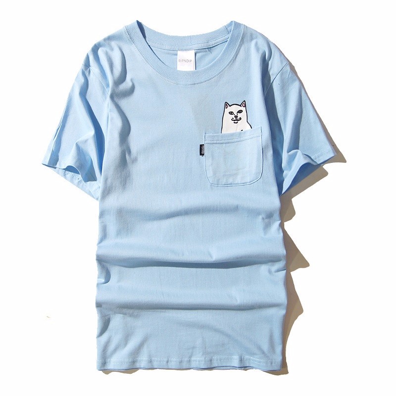 RIPNDIP Rip N Dip Women/'s Crew Neck T-shirt Men Pocket Cat Tops Tee Shirt Lovers