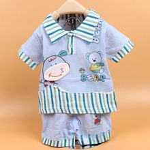 2015 Short-Sleeve Tops T-shirt Baby Girls Boys Children kids + Pants Two Piece Clothing Set Suits PLUS034