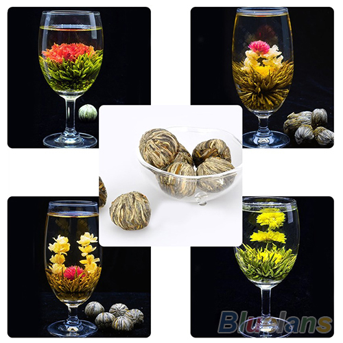 4 Balls Chinese Artisan Different Handmade Blooming Flower Green Tea 1NXA