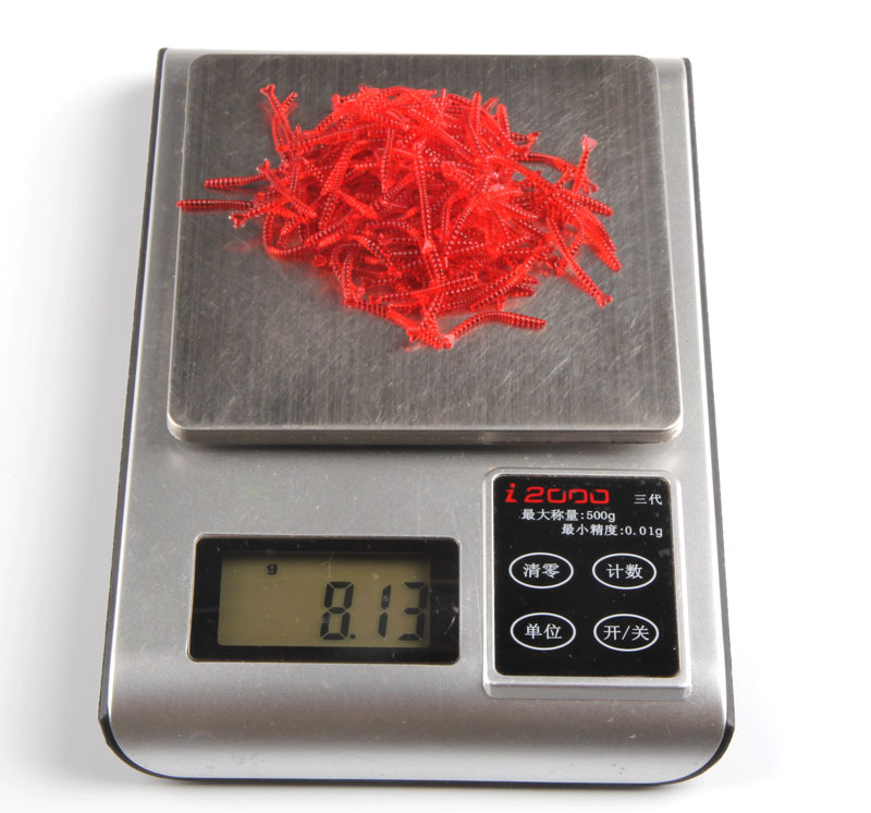 2013 hot selling 200pcs Smell red worm lures 2 3cm soft bait carp fishing lure set