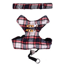 Scottish Kilt Design Dog Harness Pet Puppy Cat Kitten Vest + 125cm Walking Training Leash Dropshipping