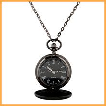 Sunshine New Classic Smooth black Dial Vintage Steel Watch Men Quartz Pocket Watch  weight 46g chain long 80cm hot selling X548
