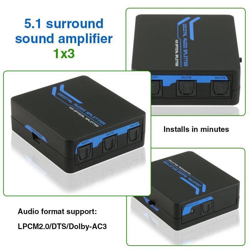 Купить SPDIF/toslink цифровой оптический аудио сплиттер 1 x 3 аудио ...
