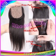 7A Cheap Silk Base Closure Straight Brazilian Virgin Hair 4x4 Silk Closures Free Middle 3 Part