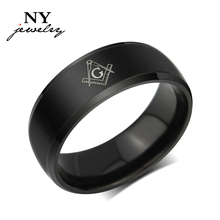 Top quality stainless steel ring of masonic logo never rust jewelry 18k gold and black color wholesale lot   R-017