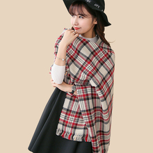 Fashion Women Cashmere Scarf Plaid Tassels Dual Purpose Two Side font b Tartan b font Large
