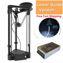 High Precision Upgraded Kossel Mini Linear Delta 3D Printer Auto level Rostock with hot bed & power supply With 2 free filaments