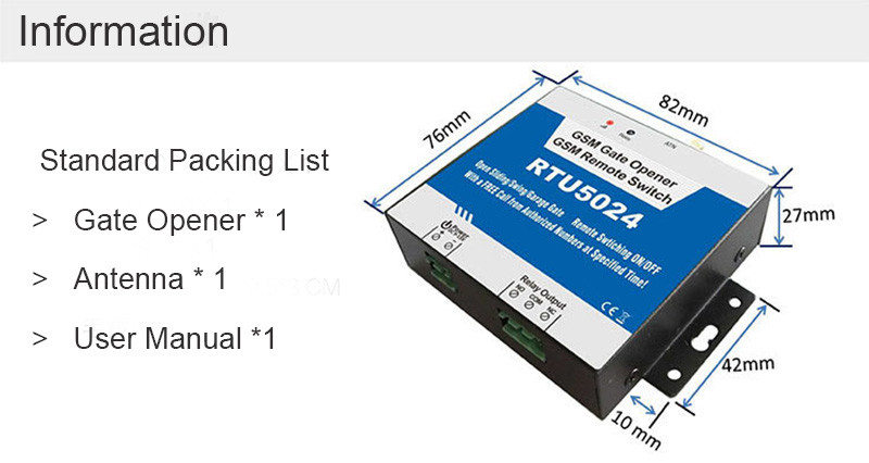 RTU5024 gsm relé sms llamada mando a distancia gsm puerta abridor