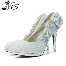 Woman Pumps 2015 Fashion Glitter Gorgeous Wedding Bridal Evening Party Crystal High Heels Women Shoes Sexy Fashion Bridal Shoes