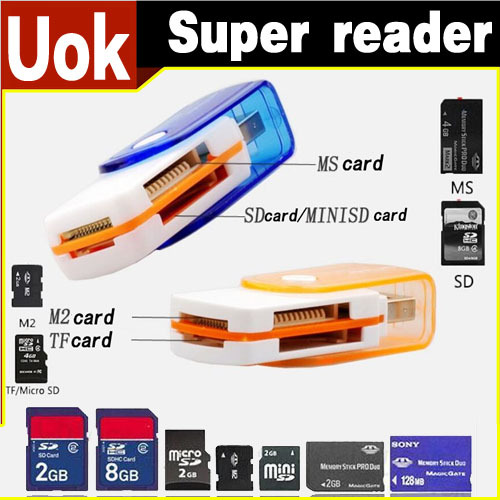 Free Shipping new USB 2 0 All IN 1 MS M2 SDHC TF Micro SD U