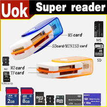 Free Shipping new USB 2.0 All IN 1 MS M2 SDHC TF Micro SD U-Flash Memory Card Reader Free Shipping L0192590