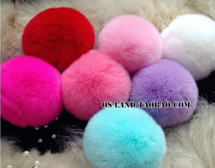 Free shipping 5pcs 100% real Rex Rabbit Fur Ball D8 for Skullies Beanies hat capbag keyclothes genuine fur pompoms (5)