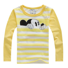 Autumn Winter 100% Cotton Kids T Shirt Cartoon Mouse Long Sleeve Baby Boys Girls T-Shirt Children Pullovers Tee Boys Clothes