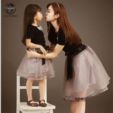 Family Matching Outfits Mom Dress Girl Kids Pajamas Mother Child Dress Girls Clothing Short Sleeve Family Look Family Fitted