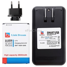 Link Dream 3800mAh Rechargeable Li ion mobile phone Battery with US Plug Dock Charger and EU
