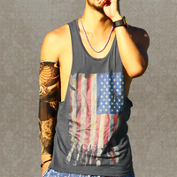 Men Tank Top Undershirts Retro flag printing Sleeveless T shirt Brand Sport Men Vest Summer Casual