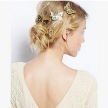 Fashion Girls Headwear Shiny Metal Gold Hair Butterfly Clips Hairpin Barrette Women Hair Accessories Headpiece Jewelry