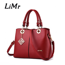 LiMr Handbags New Winter Fashion Women PU Leather Shoulder Bags Solid Chain Casual Ruched Sequined Zipper Messenger Bags Bolsa