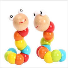 NEW Cute Insert Puzzle Kids Educational Wooden Toys Baby Children Fingers Flexible Training Science Twisting Worm Toys hot sale