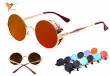 2015 New SteamPunk Side Visor Round Retro Sunglasses vintage lenses sun glasses Outside oculos goggles Fashion gafas De Sol