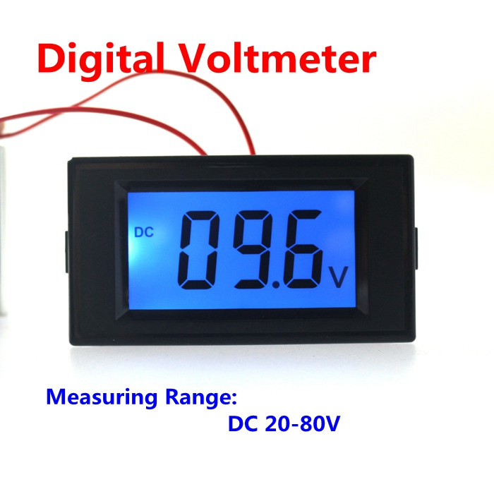 Car digital volt voltage panel meter voltmeter digital DC 20-80V car motorcycle battery monitors with LCD display blue backlight