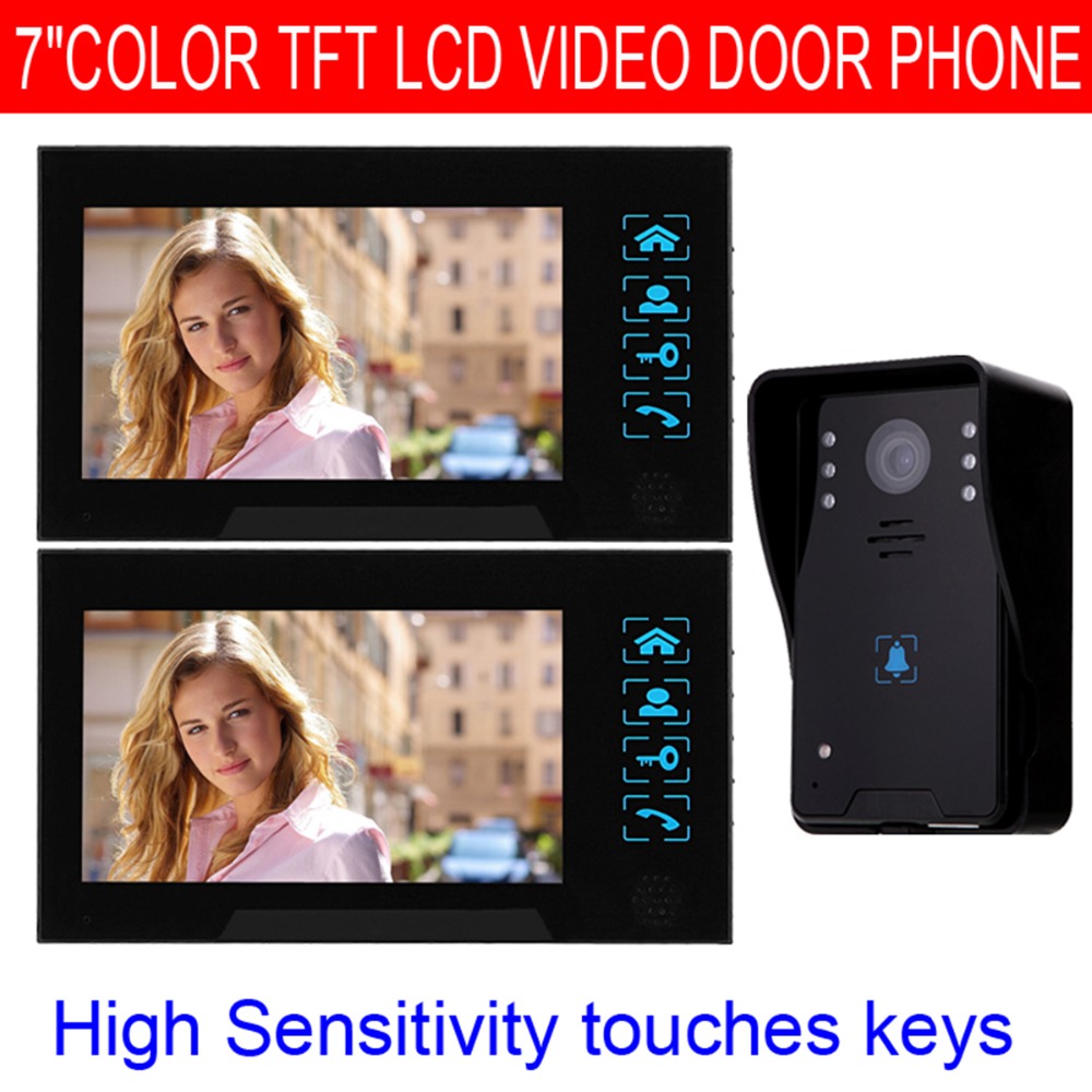 7 Inch Video Intercom with Doorbell Color Video Door Phone IR Night Vision Camera Monitor for Home Security 1000TVL F4345A2