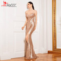 2017 Luxury Rose Gold Wine Red Long Sequin Evening Dress Sweetheart Cheap Evening Gowns Sexy Mermaid