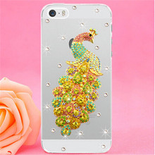 New Luxury 3D Peacock Bird bling Crystal diamond Mobile phone Shell Back Cover Skin Hard Case For Apple iphone 5C Iphone5C