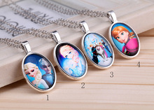 2014 New fashion vintage Frozen cartoon Anna Elsa pendants long chain necklace jewelry gift for women