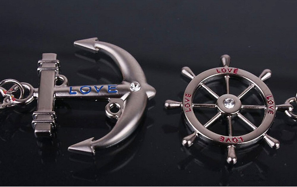 Гаджет  UESH! Couple Nautical Steering Wheel Anchor Charms Keychain Key Ring None Изготовление под заказ