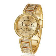 2016 high quality full rhinestones fashion women dress watches Gold and Silver Luxury ladies wristwatches female atmos clock