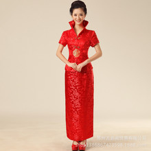 Factory direct winter turtleneck red cheongsam bride wedding suit dress can be tailored to show pictures