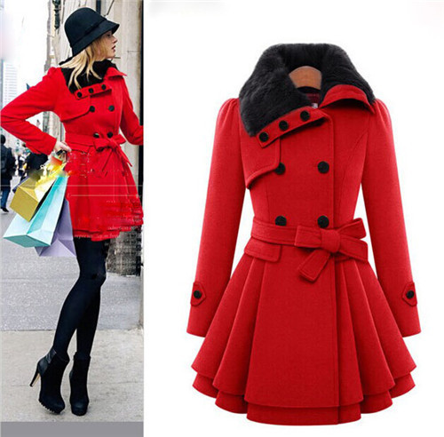 Wool Blended Winter Coat Women 2015 New Fashion Double Breasted Slim Winter Coat Casual Medium-long Elegant Women Woolen Coats (6)