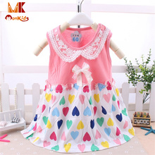 Prof. Monkids 2016 Summer Baby Girl Dress Bow Dresses Princess 0-1 Year Birthday Infant Newborn Clothes Kids Dresses for Girls