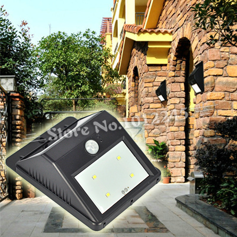 Motion Sensor Solar Powered 4 LEDs Light Garden Security Path Wall Lamp,Waterproof Solar Lamp Light