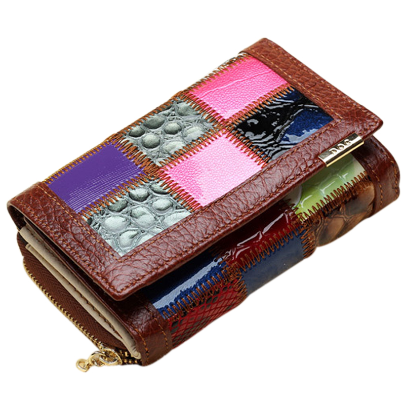 Free Shipping Fashion Casual Wallet Women Short Genuine Leather Wallet Patchwork Design Credit Card Wallet CX279