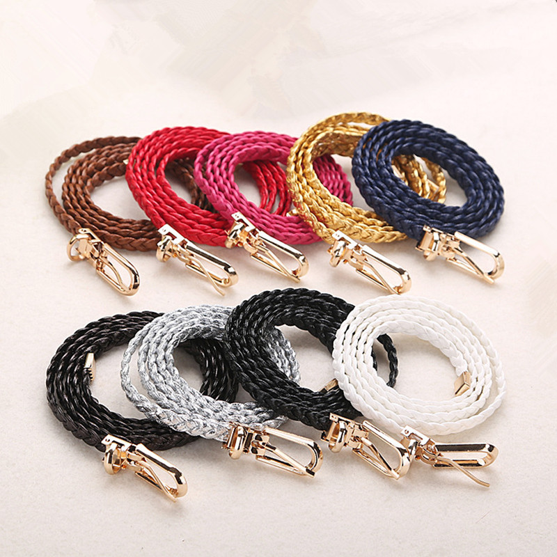 New Fashion Women Belt Ladies Faux Leather Metal Buckle Bling Gold Plate Straps Girls Belts Accessories
