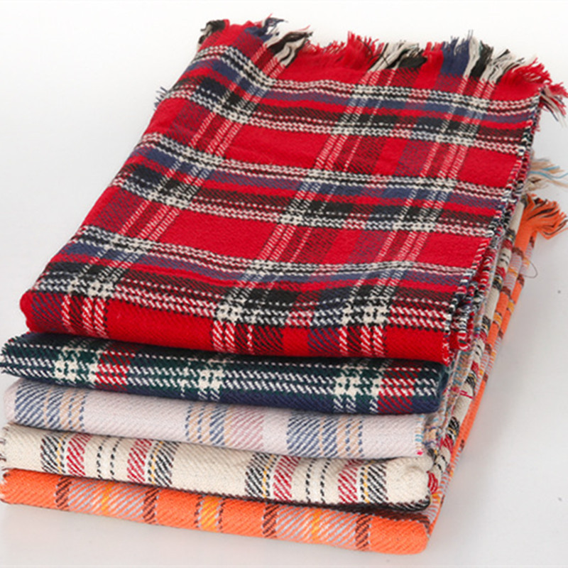 Shawls And Scarves Duplex Tartan Blanket Scarf Plaid Winter Scarf Women High Quality Feminino Imitation Cashmere Tassel WJ0091